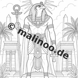 Livro de colorir do Egito, impresso, sem encadernação – 100 páginas para colorir para crianças – MEGA BOOK 01 Edição 1 (DIN A4) imagem 17