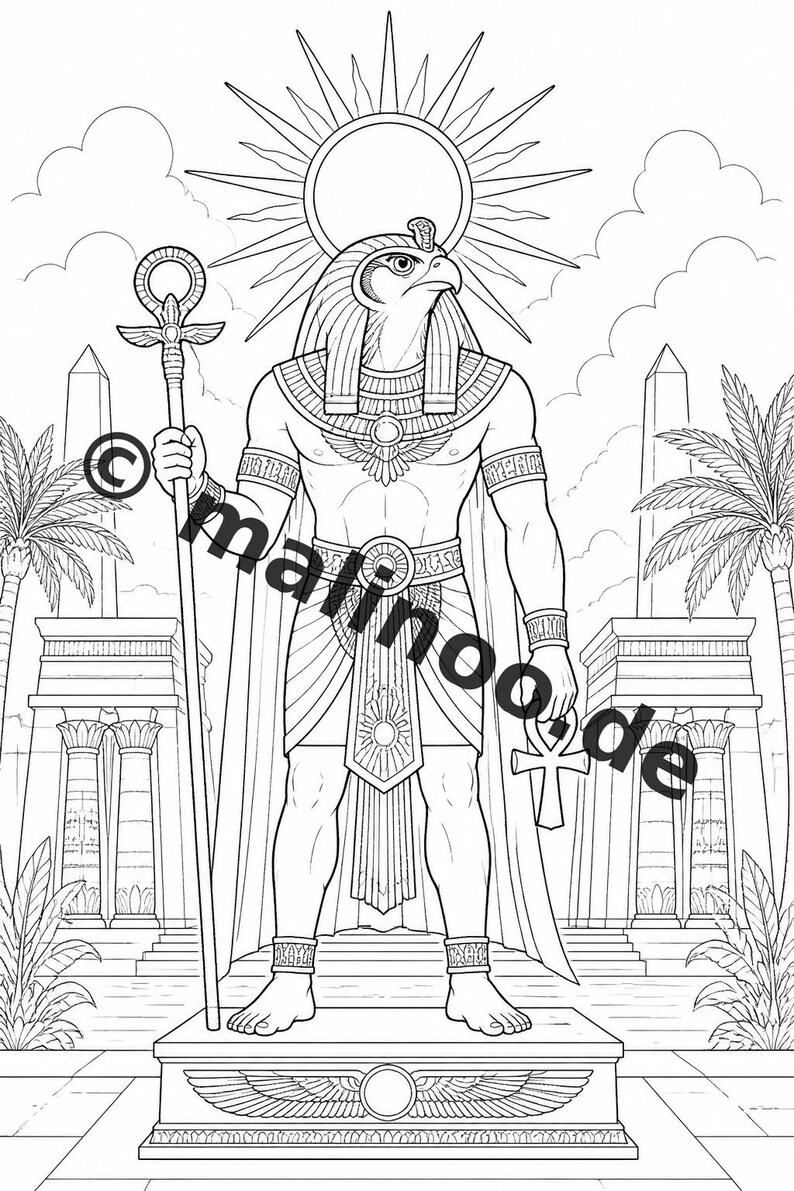 Livro de colorir do Egito, impresso, sem encadernação – 100 páginas para colorir para crianças – MEGA BOOK 01 Edição 1 (DIN A4) imagem 17