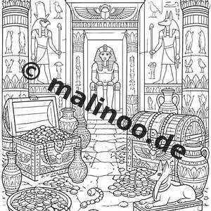 Livro de colorir do Egito, impresso, sem encadernação – 100 páginas para colorir para crianças – MEGA BOOK 01 Edição 1 (DIN A4) imagem 15