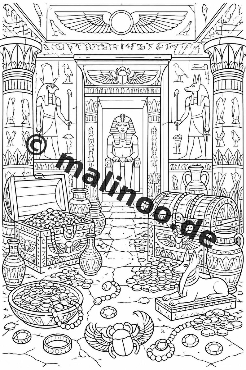 Livro de colorir do Egito, impresso, sem encadernação – 100 páginas para colorir para crianças – MEGA BOOK 01 Edição 1 (DIN A4) imagem 15