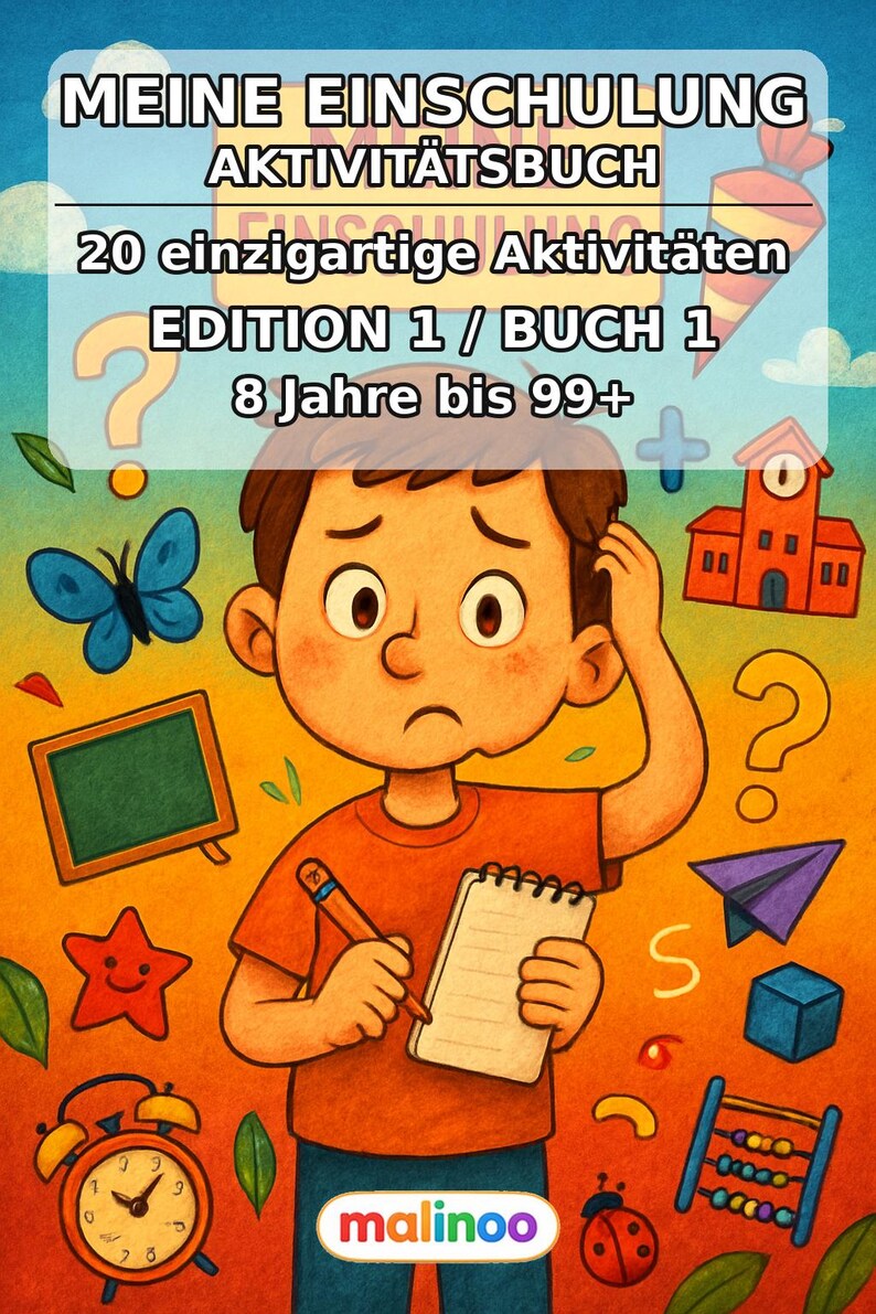 For kindergarten, daycare and preschool: My first day of school - printable puzzle sheets with 20 puzzle and activity pages (PDF) E1/B1 image 2