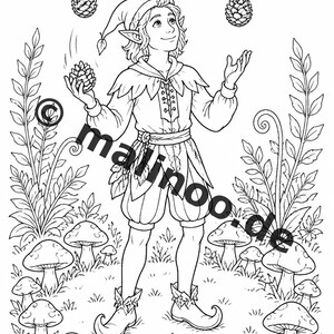Children's table for weddings, baptisms and communions: Elf coloring book as a PDF with 100 coloring pages E2 image 9
