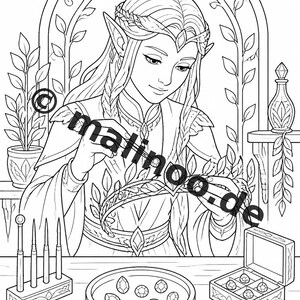 Elf Coloring Book for Children – 100 Coloring Pages – PDF Download E1/B1 (DIN-A4) – Gift, Activity, Advent Calendar, Birthday image 8