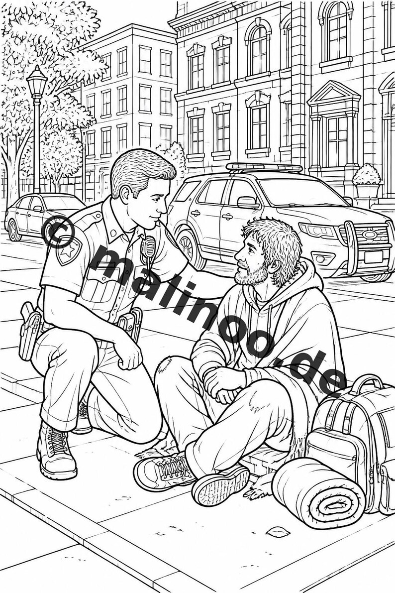 Livro de colorir da polícia em PDF para download digital – 20 páginas para colorir para crianças – Livro 01 Edição 1 (DIN-A4) imagem 6