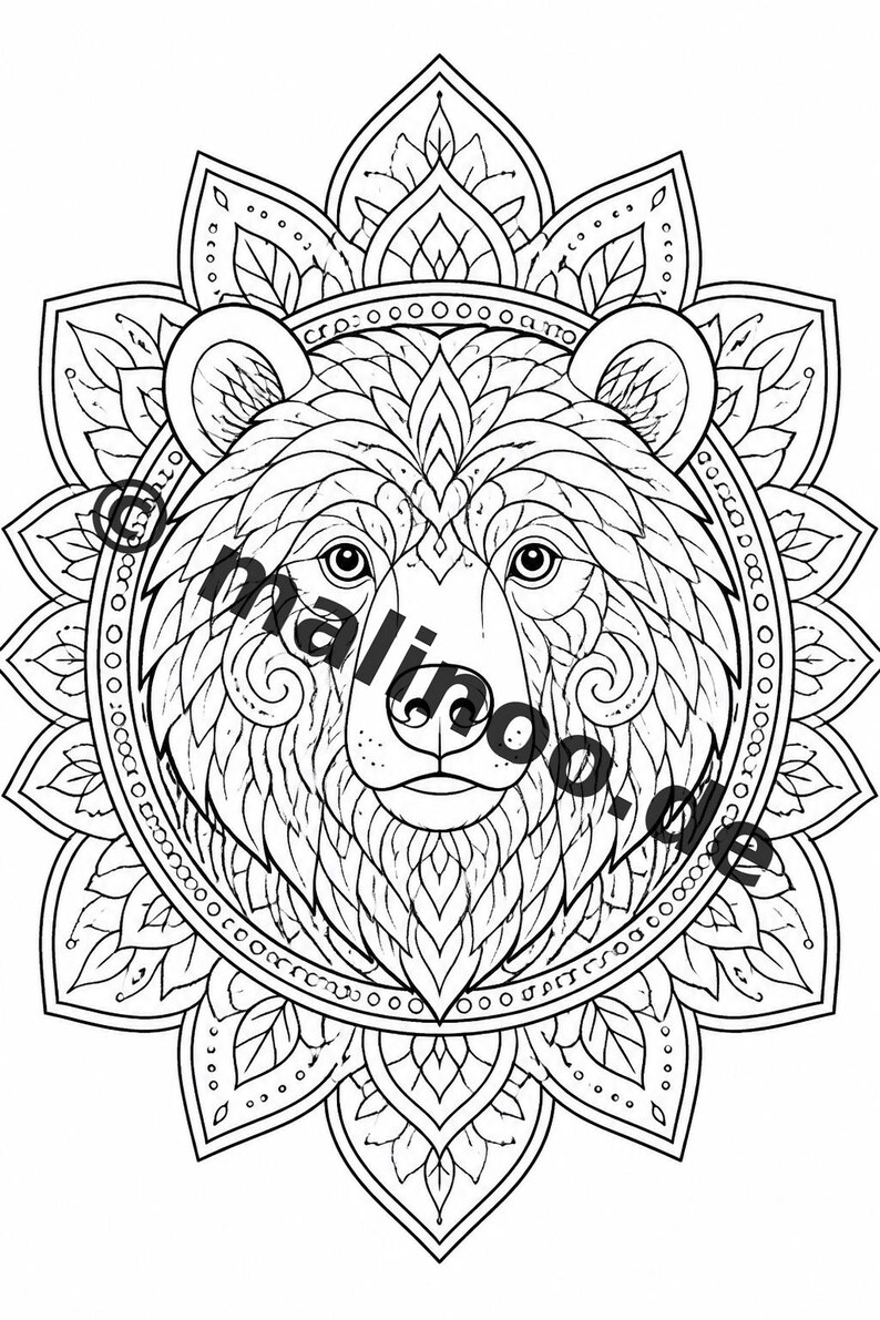 Mandalas kleurboek voor kinderen – 20 kleurplaten – PDF-download E1/B2 (DIN-A4) – Feestartikel, cadeau, kinderfeestje, gastgeschenk afbeelding 7