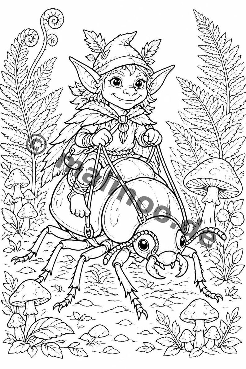 Goblin Coloring Book for Children – Gift Idea for Grandchildren and Godchildren – 100 Coloring Pages (DIN A4) E4 image 6