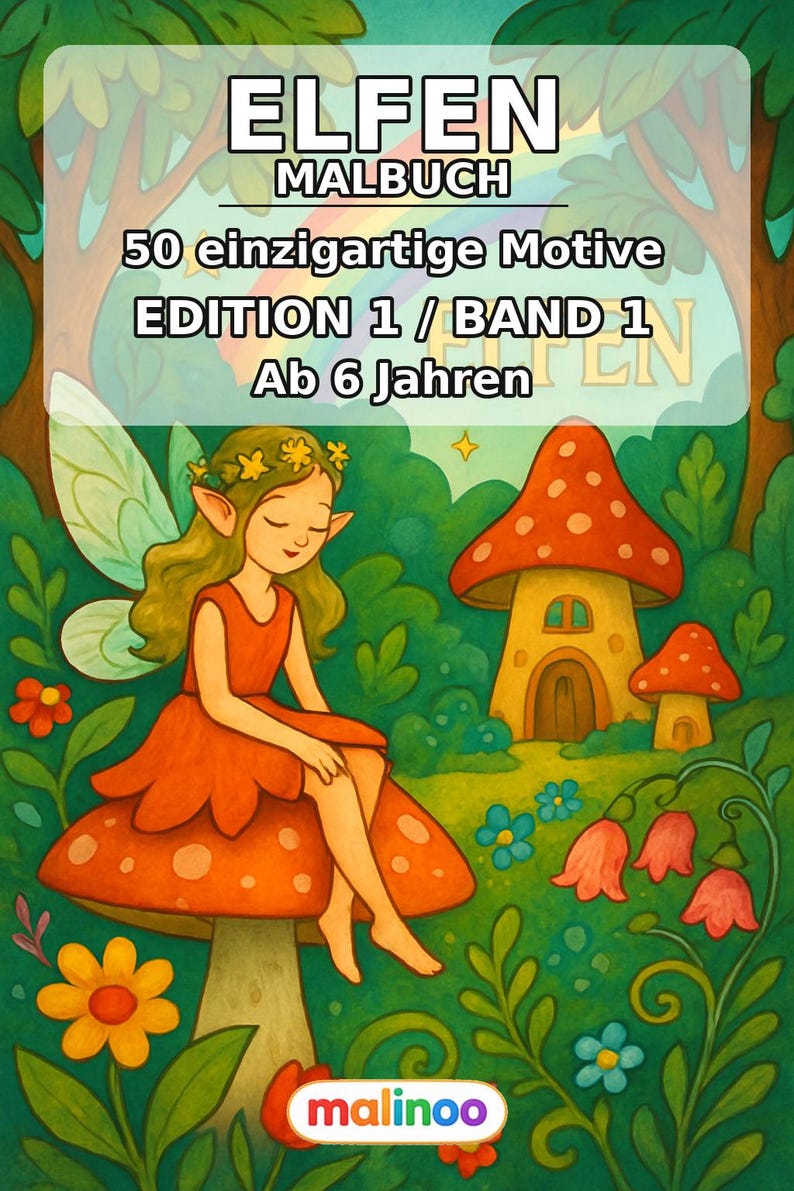 Elfen Malbuch Kinder – 50 Ausmalbilder – PDF Download E1/B1 (DIN-A4) – Geschenk, Reisebeschäftigung, Geburtstag, Beschäftigung Bild 2