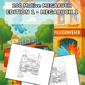 Brandman Målarbok, tryckt, obunden – 100 målarbilder för barn – MEGA BOOK 01 Utgåva 1 (DIN A4) bild 2