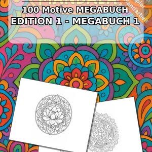 Mandala Malbuch gedruckt, ungebunden – 100 Ausmalbilder für Kinder – MEGABUCH 01 Edition 1 (DIN-A4) Bild 2