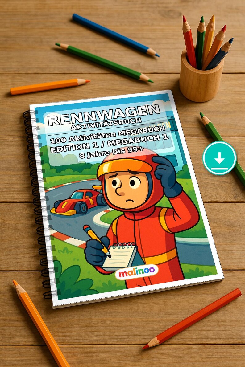Raceauto-puzzelboek voor kinderen om te printen – Activiteiten om verveling op regenachtige dagen te verdrijven – 100 puzzel- en activiteitenpagina's (PDF) E1 afbeelding 1