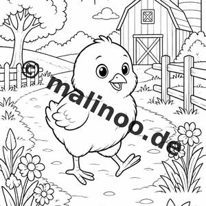 農場ぬりえブック PDF デジタル版ダウンロード – 子供向けぬりえ100ページ – メガブック02 第1版 (DIN A4) 画像 8