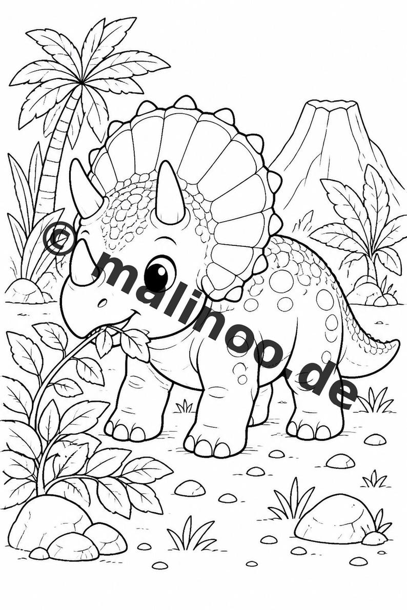 Libro para colorear de dinosaurios bebés en formato PDF (descarga digital): 50 páginas para colorear para niños – Volumen 1, Edición 1 (DIN A4) imagen 5