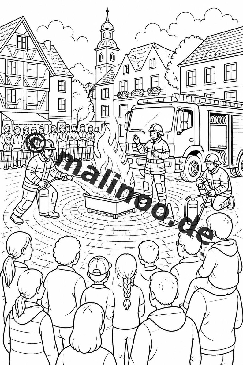 Firefighter Coloring Book PDF Download Digital – 50 Coloring Pages for Children – Volume 1 Edition 1 (DIN A4) image 20