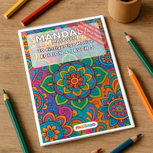 Libro da colorare di mandala, stampato e rilegato – 20 pagine da colorare per bambini – Libro 05 Edizione 1 (DIN A5)