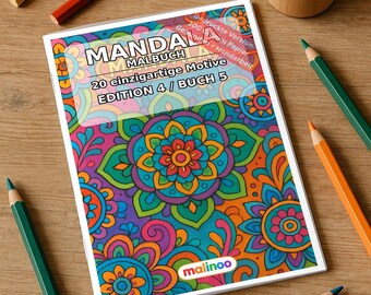 Livro de colorir Mandala, impresso e encadernado – 20 páginas para colorir para crianças – Livro 05 Edição 1 (DIN A5)