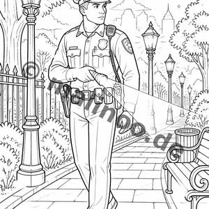 Libro para colorear de policías para niños: un descanso creativo sin pantallas – 20 páginas para colorear (DIN A5) E1/B1-5 imagen 9