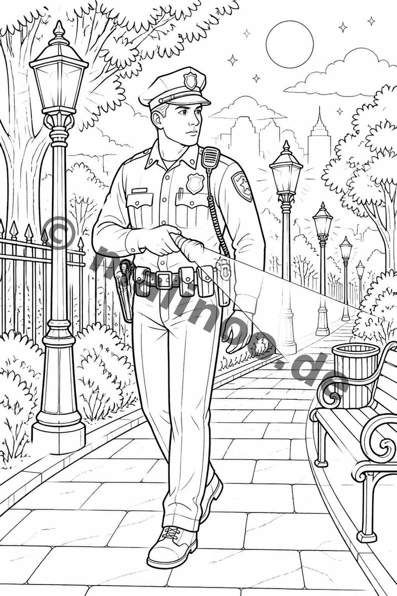 Libro para colorear de policías para niños: un descanso creativo sin pantallas – 20 páginas para colorear (DIN A5) E1/B1-5 imagen 9