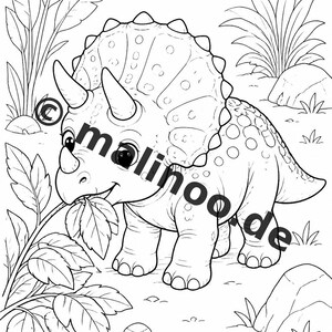 Atividade infantil para mesas de casamento e celebrações familiares: Livro de colorir para imprimir com 100 páginas para colorir de dinossauros bebês (PDF) E4 imagem 5