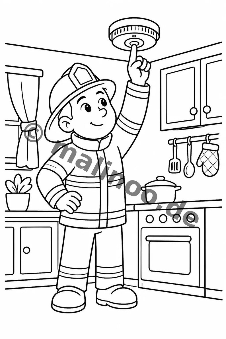 Feuerwehr Comic-Style Malbuch zum Ausmalen für Kinder – ruhige Beschäftigung für Regentage zu Hause – 50 Ausmalbilder (DIN-A4) E2/B1-2 afbeelding 14