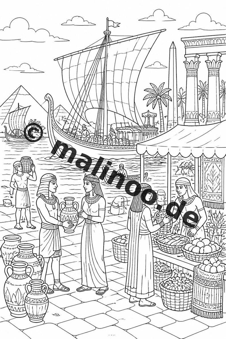 Egypt Coloring Book PDF Download Digital – 100 Coloring Pages for Children – MEGA BOOK 01 Edition 1 (DIN A4) image 11