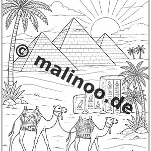Ägypten Malbuch Kinder – 100 Ausmalbilder – PDF Download E1/B4 (DIN-A4) – Geschenk, Beschäftigung, Adventskalender, Geburtstag Bild 3