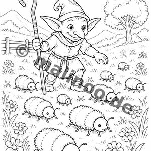 Goblin coloring pages to print for children – Children's activities in restaurants and at the pediatrician's office – 100 coloring pages (PDF) E6 image 8