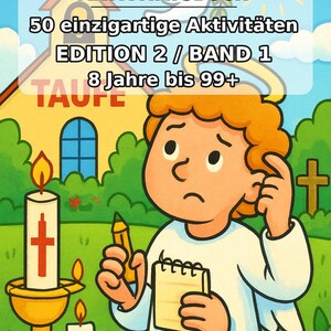 Taufe Aktivitätsbuch als PDF für Kinder – Ostergeschenk und Füllung fürs Osternest – 50 Rätsel- und Aktivitätsseiten E1/B2 Bild 2