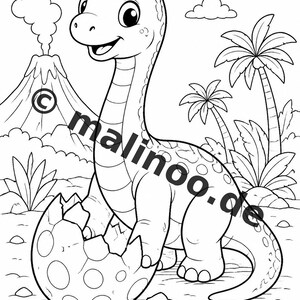 Baby Dinosaurs Coloring Book for Kids – 100 Coloring Pages – PDF Download E1/B3 (DIN-A4) – Gift, Activity, Advent Calendar, Birthday image 10