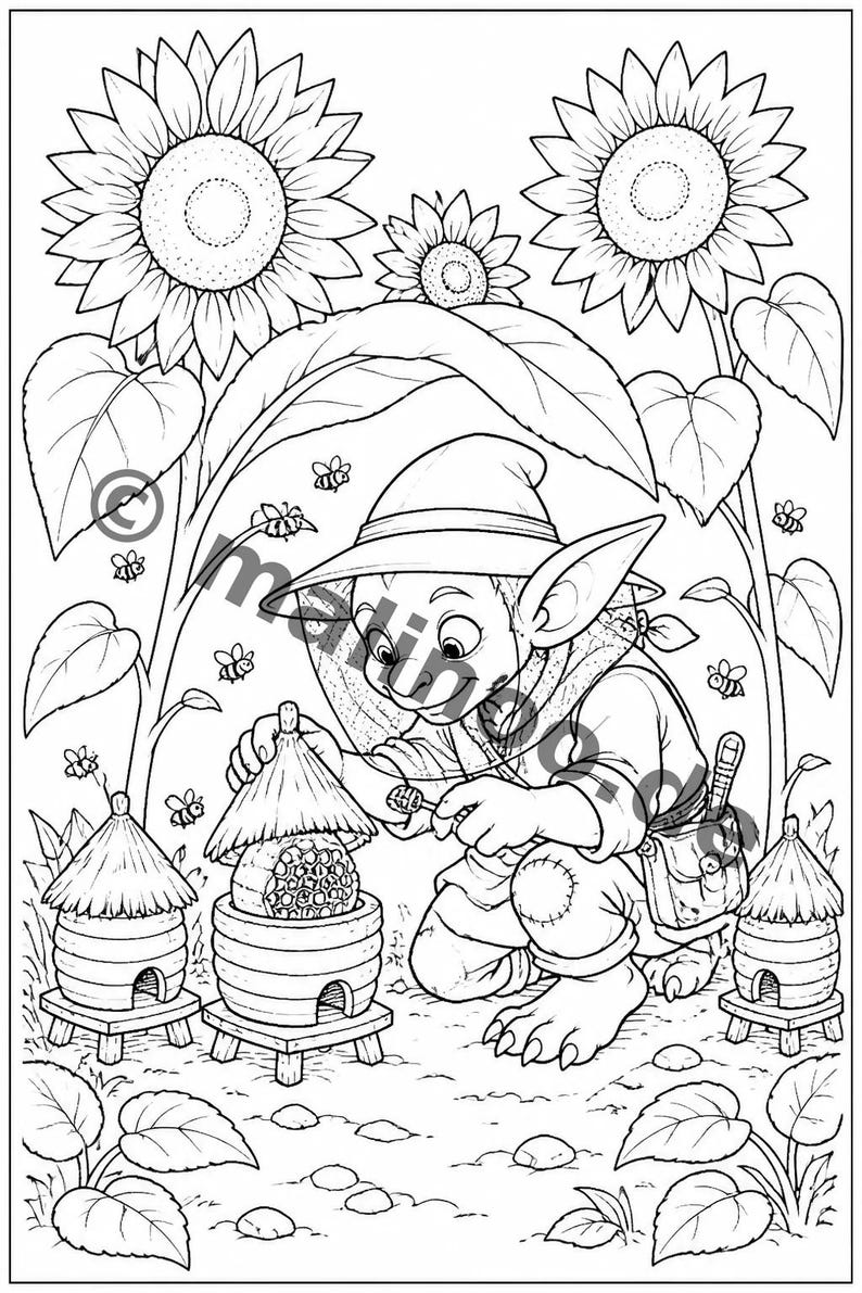 Goblin coloring pages to print for children – Children's activities in restaurants and at the pediatrician's office – 100 coloring pages (PDF) E6 image 10