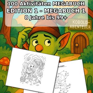 Kobold-Abenteuer Aktivitätsbuch gedruckt, ungebunden – 100 Rätsel- und Aktivitätsseiten für Kinder – MEGABUCH 01 Edition 1 (DIN-A4) 画像 2