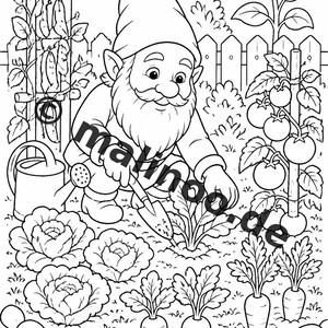 Livre de coloriage de gnomes pour enfants – 100 pages à colorier – Téléchargement PDF E1/B2 (DIN-A4) – Cadeau, activité, calendrier de l'Avent, anniversaire image 5