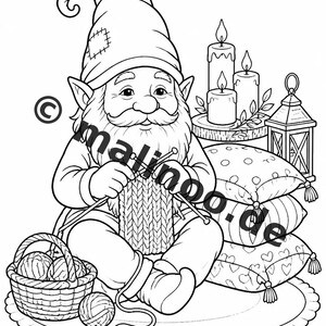 Livre de coloriage de gnomes pour enfants – 100 pages à colorier – Téléchargement PDF E1/B2 (DIN-A4) – Cadeau, activité, calendrier de l'Avent, anniversaire image 4