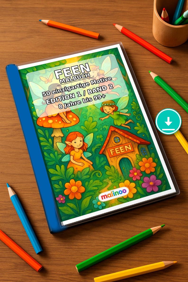 Pequeno presente de aniversário para crianças: Livro de colorir criativo de fadas com 50 páginas para colorir (PDF) E2/B1 imagem 1