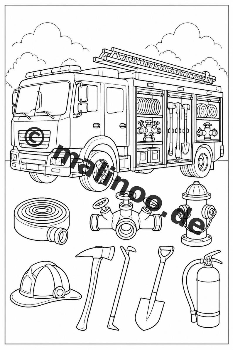 Fire Coloring Book for Kids – 100 Coloring Pages – PDF Download E1/B2 (DIN-A4) – Gift, Activity, Advent Calendar, Birthday image 6