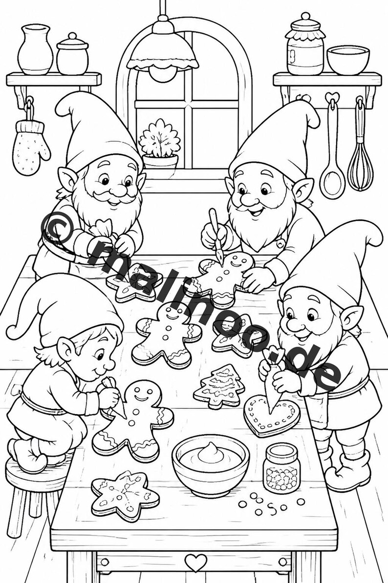 Libro para colorear de elfos para niños – 20 páginas para colorear – Impreso y encuadernado E1/B1 (DIN-A5) – Recuerdo de fiesta, regalo, fiesta de cumpleaños infantil, obsequio para invitados imagen 5
