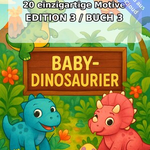 Disegni da colorare di cuccioli di dinosauro per bambini dagli 8 anni in su – Attività per bambini al ristorante e dal pediatra – 20 pagine (PDF) E3/B3 immagine 2