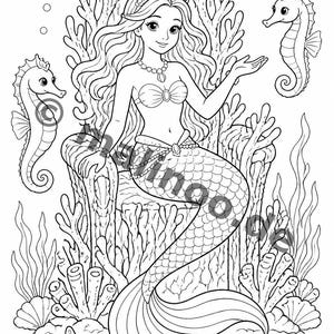 Gift idea for grandchildren and godchildren: Mermaid coloring book with 100 coloring pages (DIN A4) E6 image 4