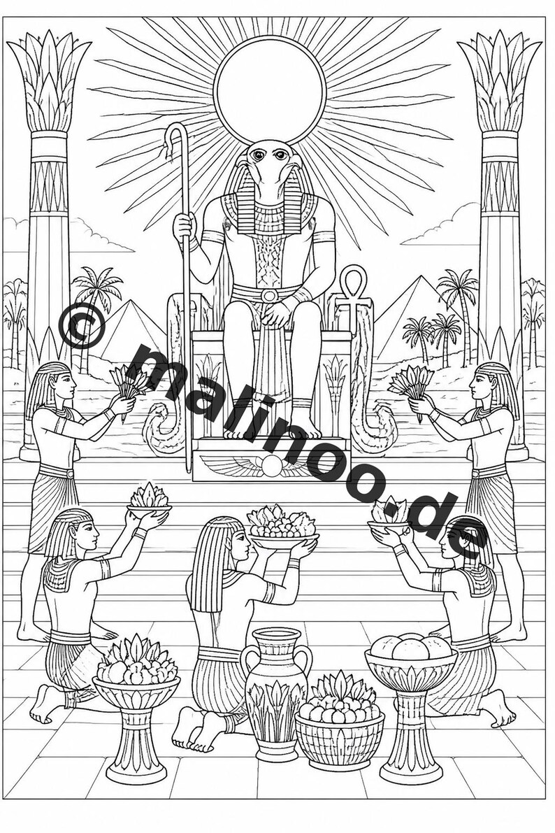 Livro de colorir do Egito, impresso, sem encadernação – 100 páginas para colorir para crianças – MEGA BOOK 01 Edição 1 (DIN A4) imagem 13