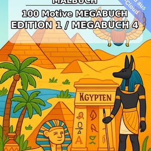 Ägypten Malbuch Kinder – 100 Ausmalbilder – PDF Download E1/B4 (DIN-A4) – Geschenk, Beschäftigung, Adventskalender, Geburtstag Bild 2