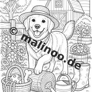 Hunde Malbuch Kinder – 50 Ausmalbilder – PDF Download E1/B1 (DIN-A4) – Geschenk, Reisebeschäftigung, Geburtstag, Beschäftigung Bild 9
