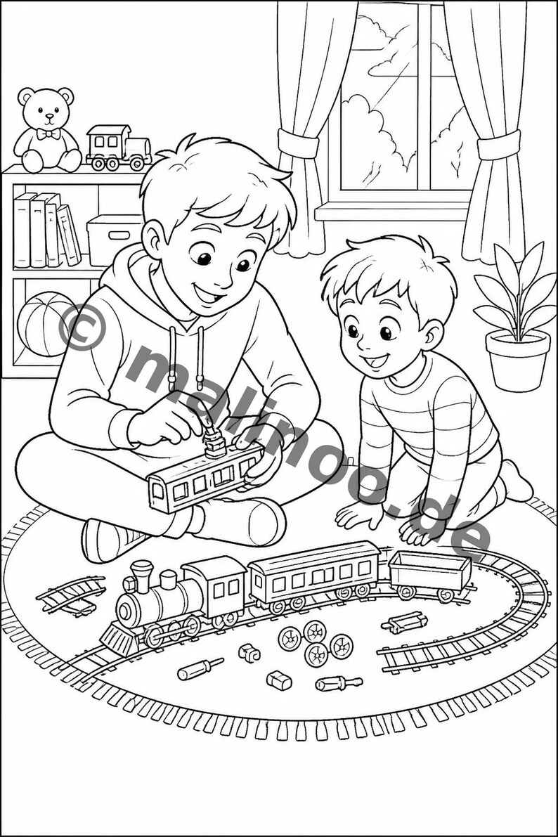 Libro da colorare del Grande Fratello in formato PDF per bambini – per il relax e la consapevolezza dei bambini – 20 pagine da colorare E1/B1 immagine 6