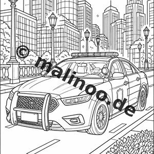Livro de colorir policial para crianças – 50 páginas para colorir – Download em PDF E1/B5 (DIN-A4) – Presente, atividade para viagens, aniversário, diversão garantida imagem 20