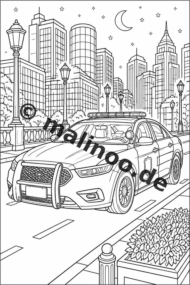 Livro de colorir policial para crianças – 50 páginas para colorir – Download em PDF E1/B5 (DIN-A4) – Presente, atividade para viagens, aniversário, diversão garantida imagem 20