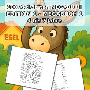 Donkey Activity Book for Children – 100 Puzzle and Activity Pages – Printed + Loose E1/B1 (DIN-A4) – Gift, Activity, Advent Calendar image 2
