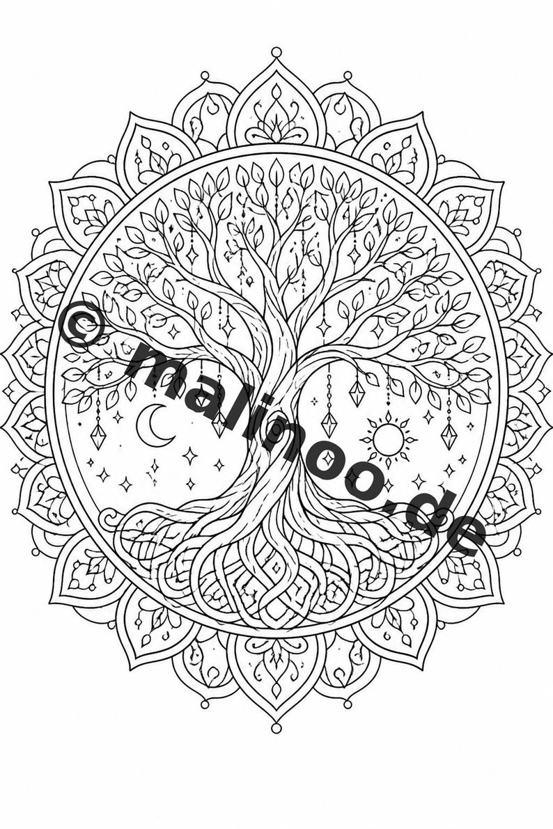 Mandala målarbok PDF nedladdning digitalt – 50 målarbilder för barn – Volym 3 Utgåva 1 (DIN-A4) bild 13