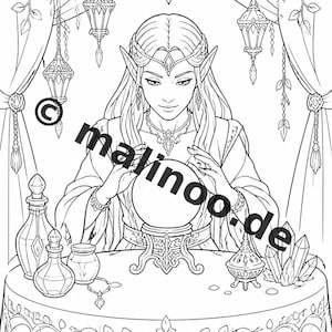 Children's table for weddings, baptisms and communions: Elf coloring book as a PDF with 100 coloring pages E2 image 7