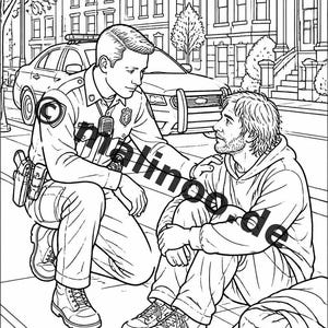 Police Coloring Book for Kids – 100 Coloring Pages – PDF Download E1/B4 (DIN-A4) – Gift, Activity, Advent Calendar, Birthday image 6