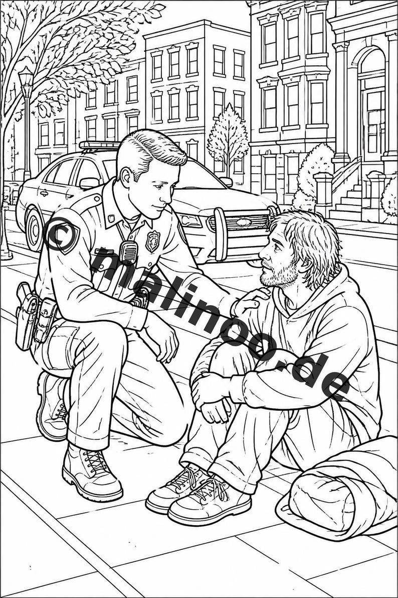 Police Coloring Book for Kids – 100 Coloring Pages – PDF Download E1/B4 (DIN-A4) – Gift, Activity, Advent Calendar, Birthday image 6