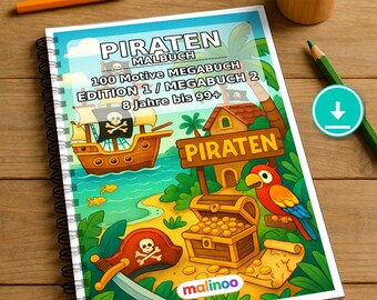 Kolorowanka „Pirat” w formacie PDF do pobrania w wersji cyfrowej – 100 kolorowanek dla dzieci – MEGA BOOK 02, wydanie 1 (format DIN A4)