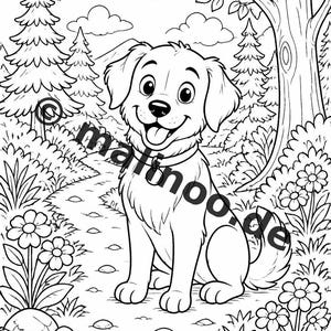 Hunde Malbuch Kinder – 100 Ausmalbilder – PDF Download E1/B1 (DIN-A4) – Geschenk, Beschäftigung, Adventskalender, Geburtstag Bild 5